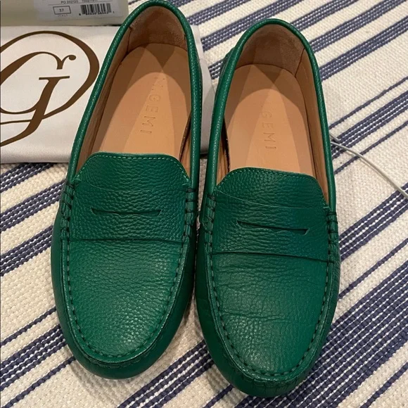 EUC M. Gemi The Pastoso Tumbled Leather Driving Loafers in Jewel Green Size 37 - Picture 4 of 12